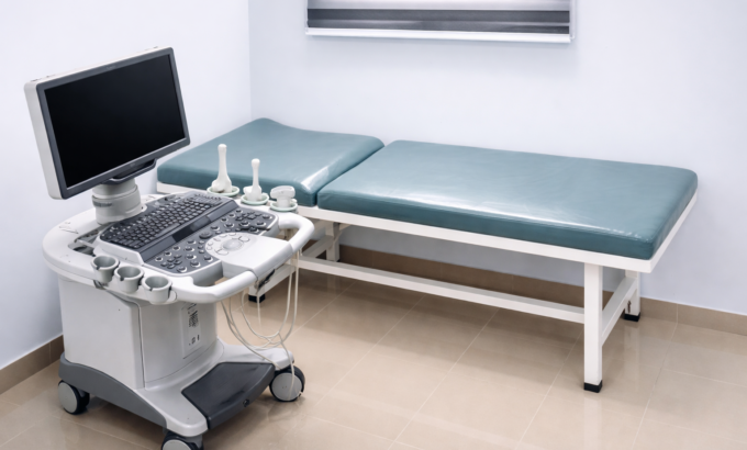 Medical examination room with ultrasound machine